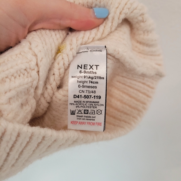 Next Baby Girl Cream Floral Bobble Knit Cardigan 6–9M - Picture 4 of 4
